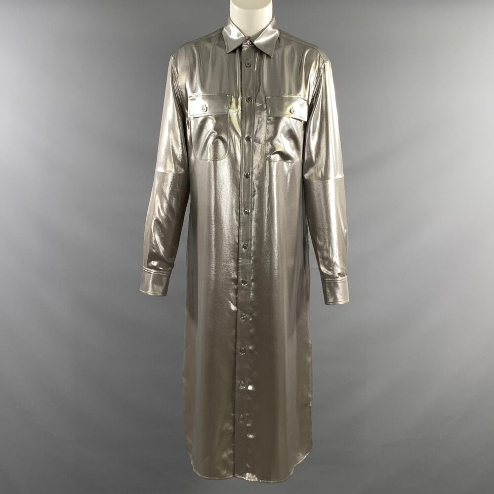 RALPH LAUREN Size 6 Silver Polyester Metallic Tunic Dress